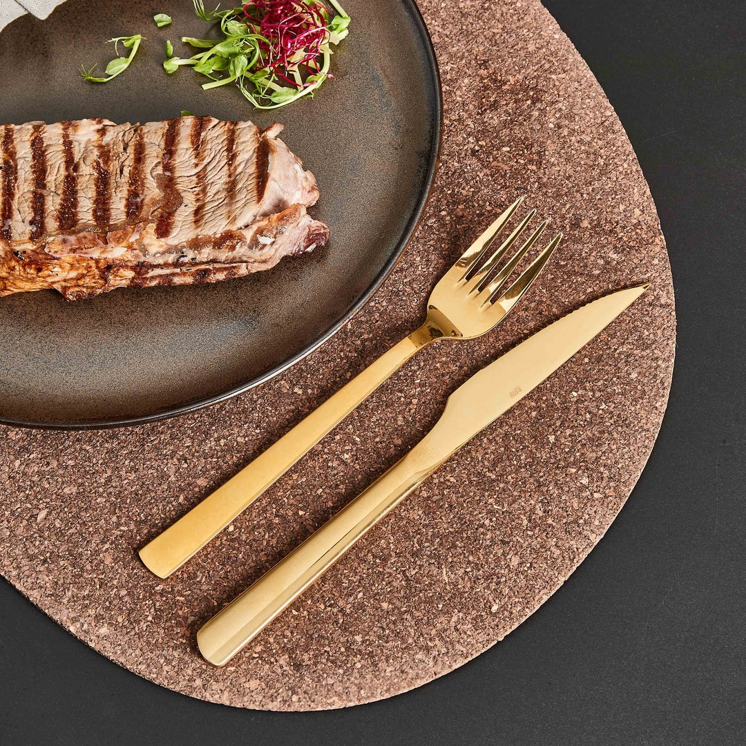 Steaksæt, 8 dele - guldfarvet